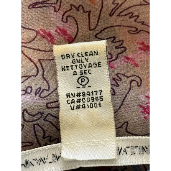 Diane Von Furstenberg Sheer Silk Top Blouse Tassel V-Neck Blue Tan Womens Size 6 - Picture 7 of 7